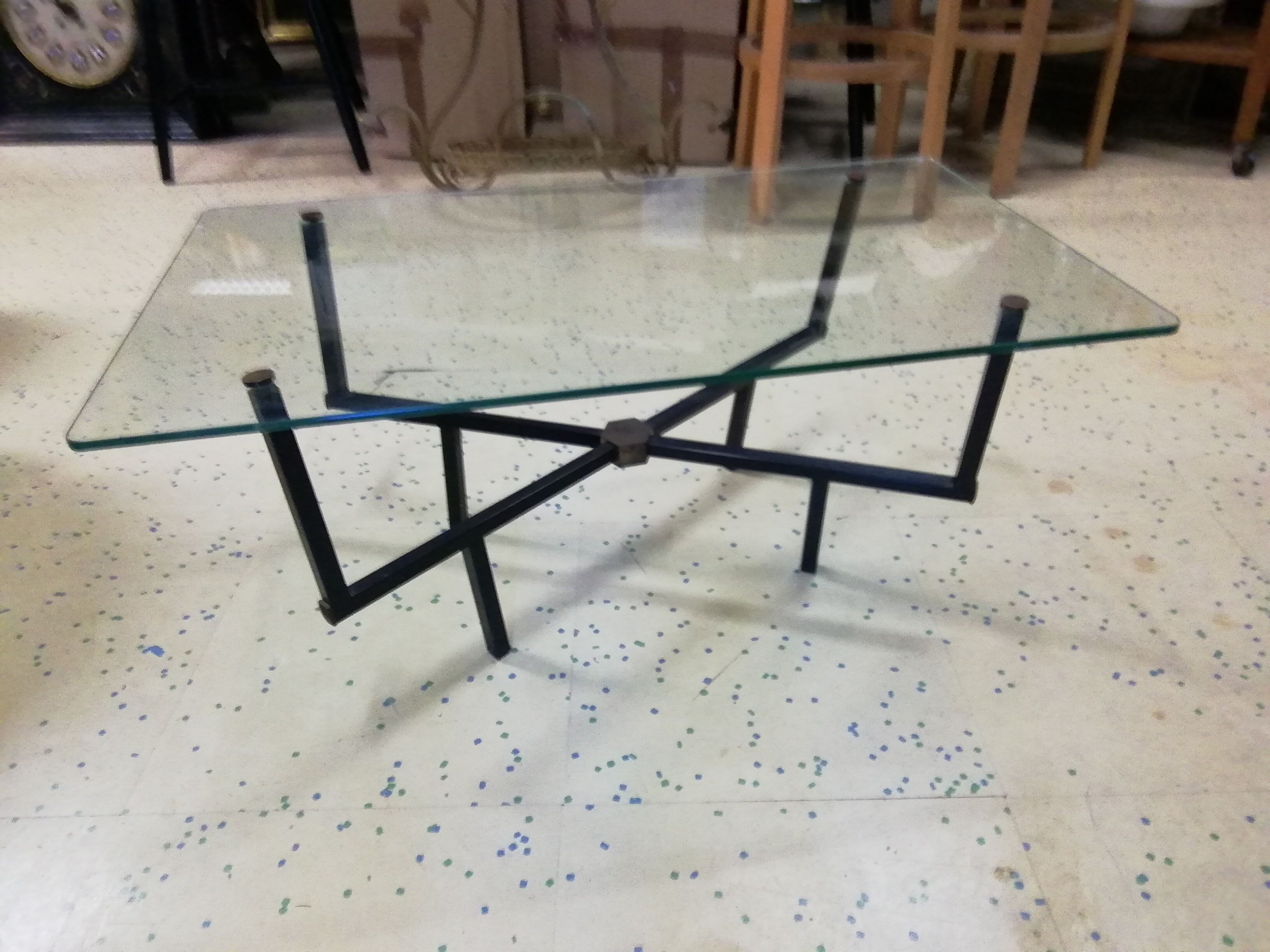 Coffee table with vintage iron base