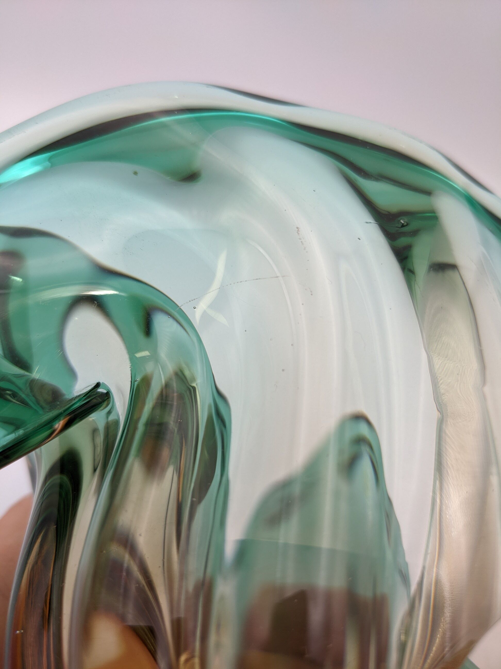 Vide-poche vase verre soufflé coquillage murano seguso bullicante