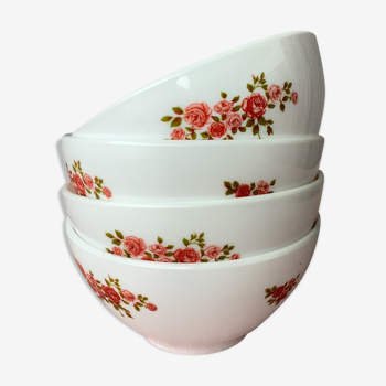 Bowls Arcopal France decoration of roses liberty