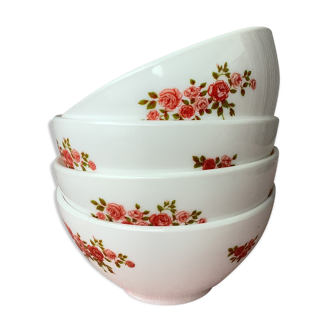 Bowls Arcopal France decoration of roses liberty