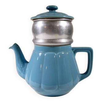 Turquoise blue earthenware coffee maker