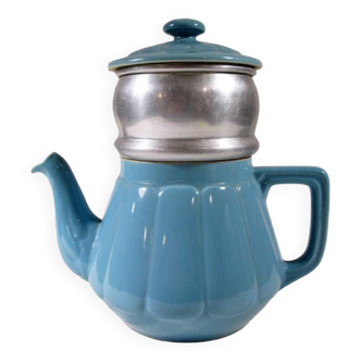 Cafetière en faïence bleu turquoise