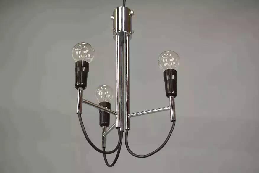 Chrome pendant light, Italian design, 60s