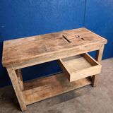 Vintage workbench with standing table, vanity unit, console, desk.