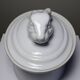 Large vintage white earthenware terrine with hare or rabbit head