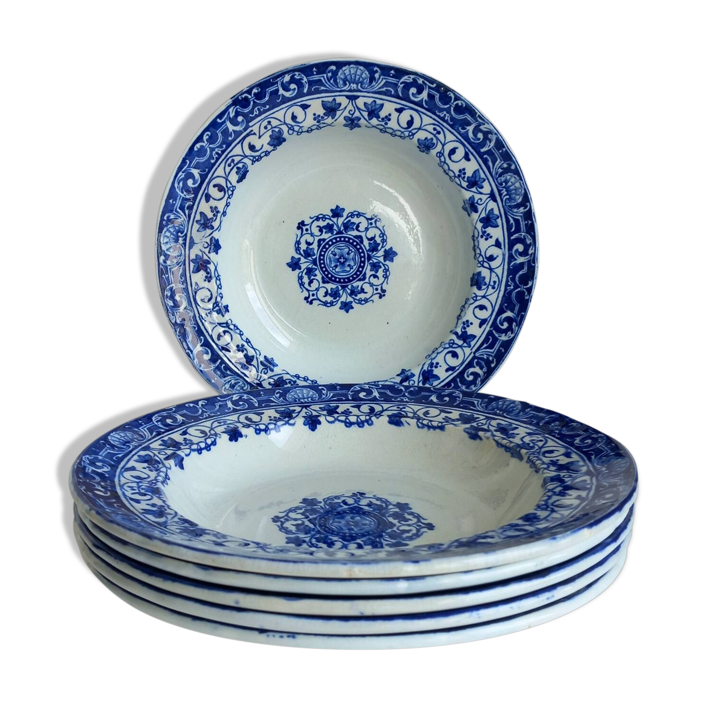 6 old 19th century soup plates – Jules Vieillard Bordeaux – Lou