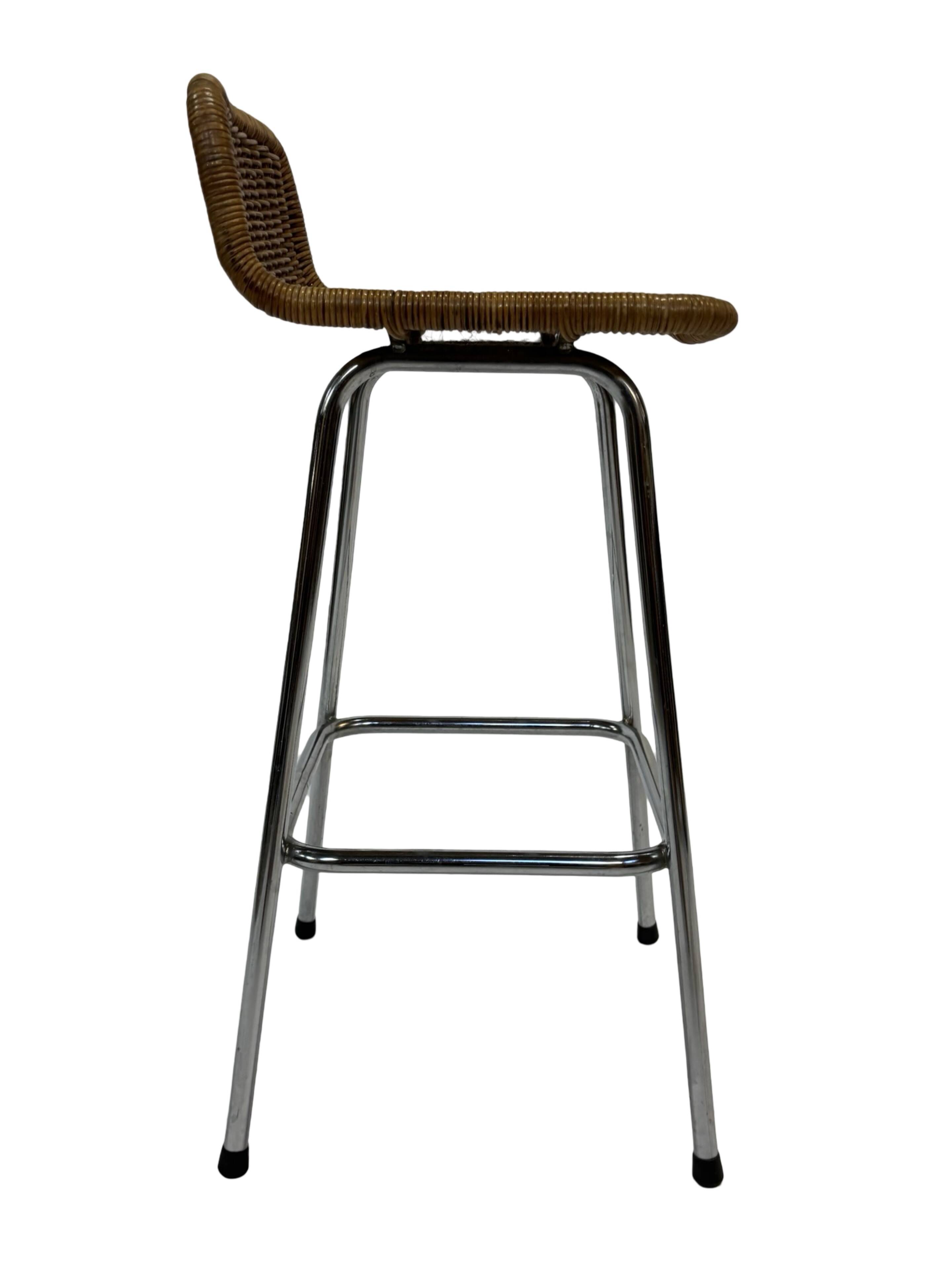 Set of 4 vintage bar stools Dirk van Sliedregt Rohe Noordwolde 1960's