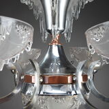 Art Deco chandelier in nickel-plated metal and copper