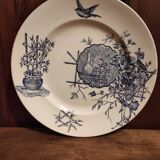 French vintage serving stand plate, R. Lafitte, Terre de Fer, Salins