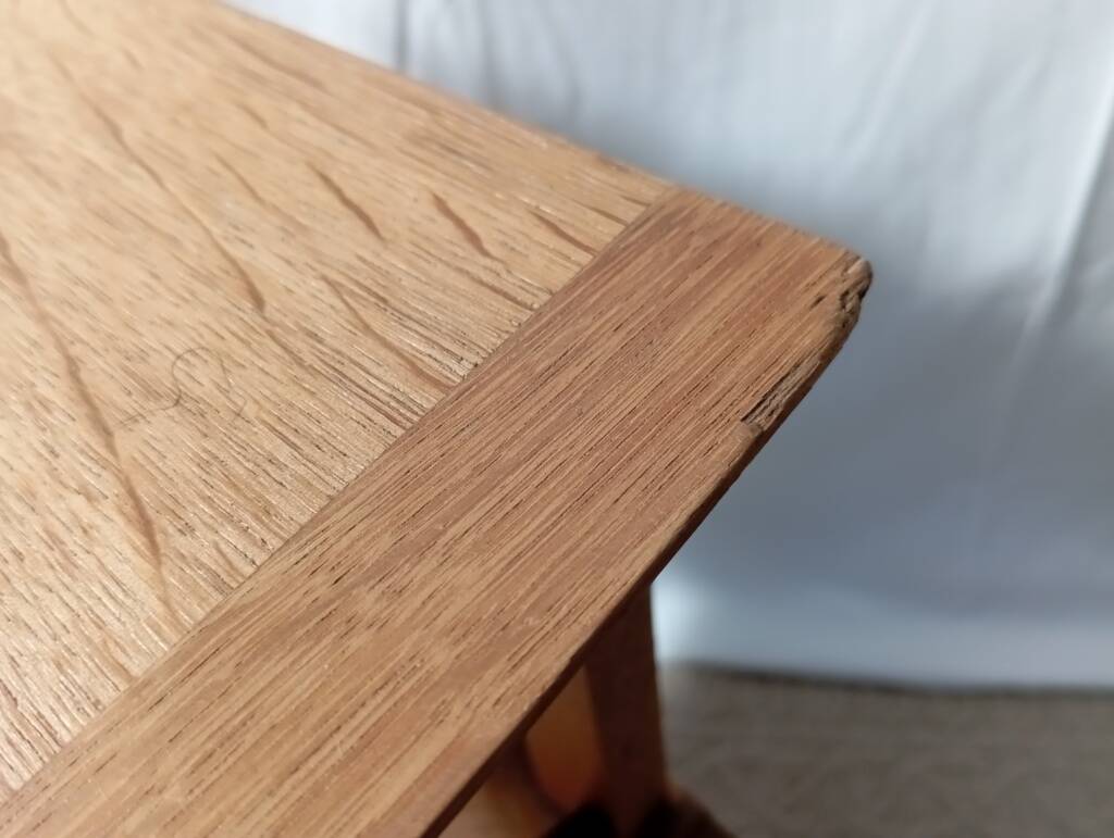 1950s oak bedside table with crossbars