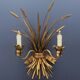 Gilt metal wheat sheaf two-light wall sconce