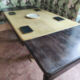 Table à manger Art Déco à rallonge verni 2 tons
