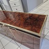 Vintage elm burl and chrome sideboard from the 1970s.