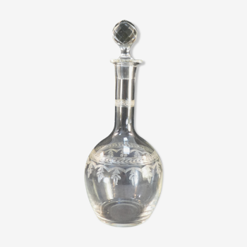 Blown and engraved glass decanter