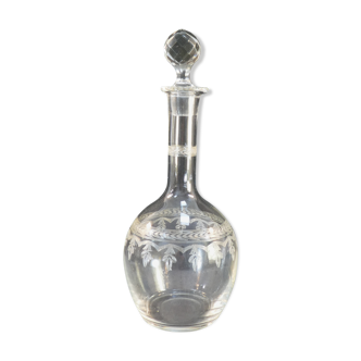 Blown and engraved glass decanter