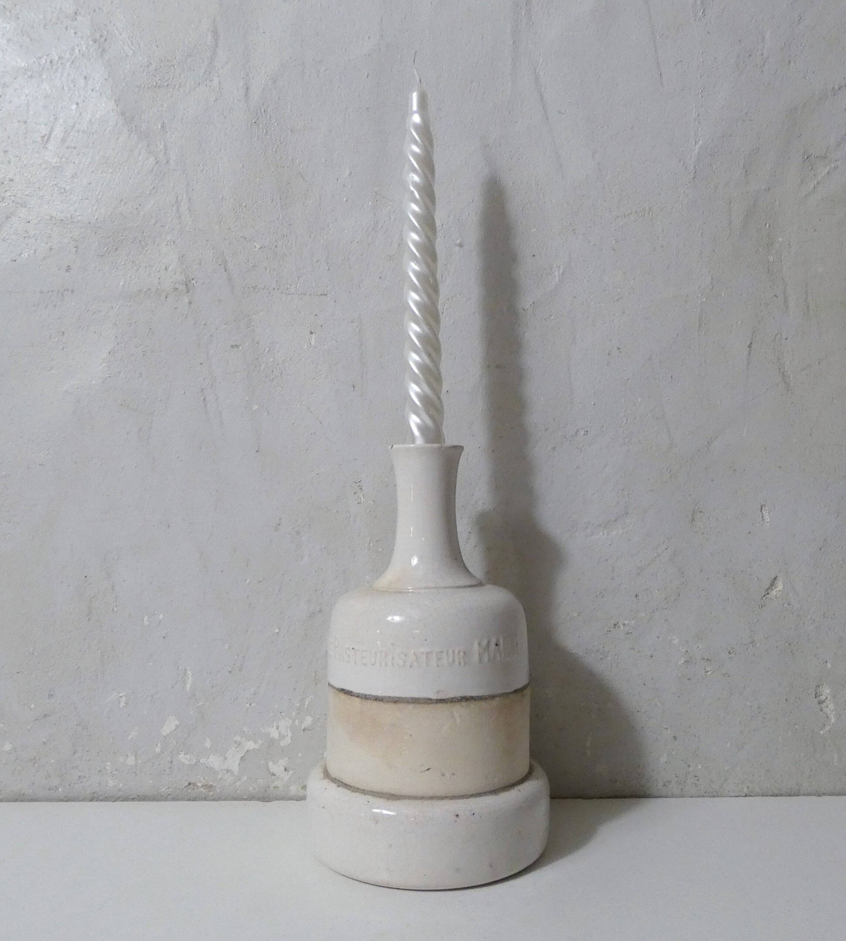 ancient stoneware soliflore vase in white