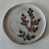 Assiette grès émaillé motif floral