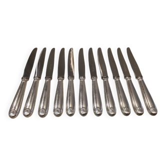 12 silver-plated dessert knives by Christofle Vendôme, 20.3cm