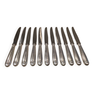 12 silver-plated dessert knives by Christofle Vendôme, 20.3cm