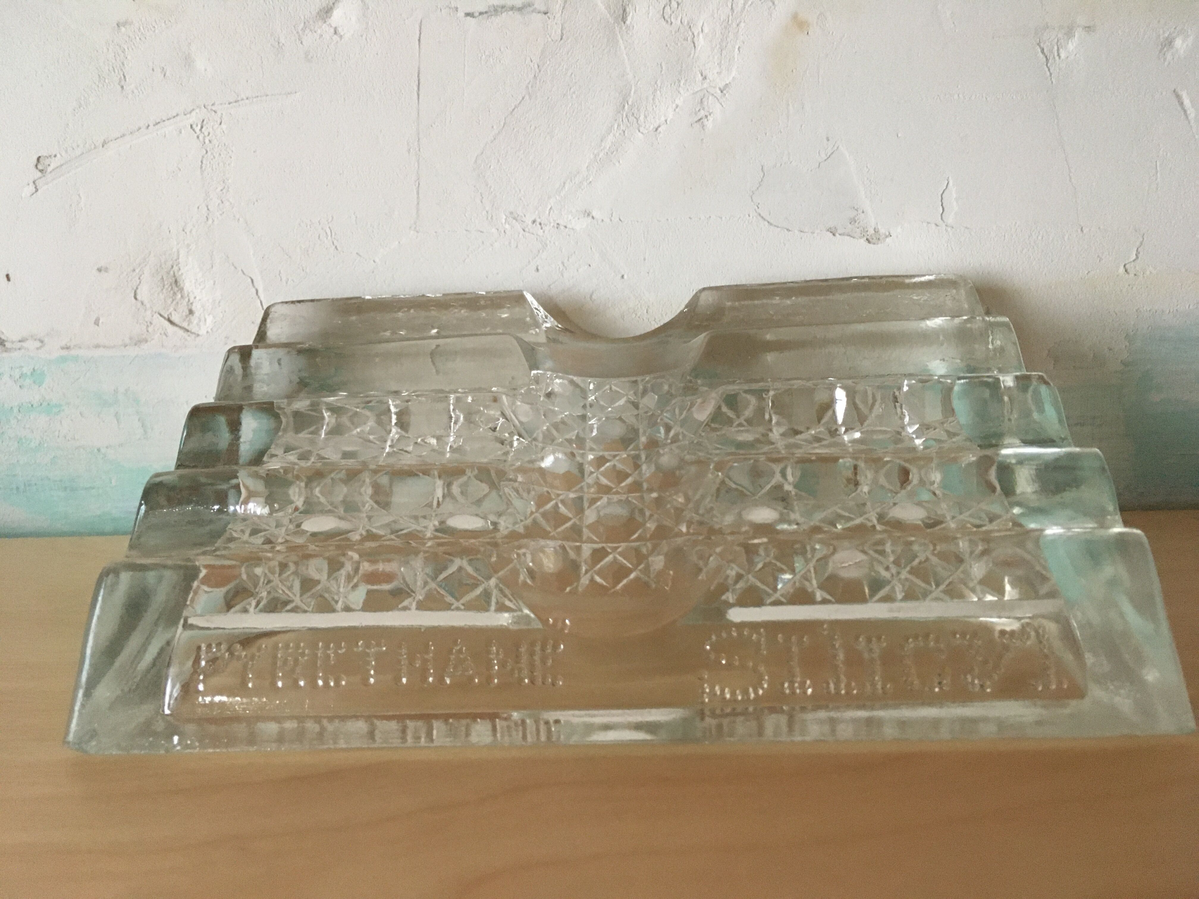 Molded glass pencil holder