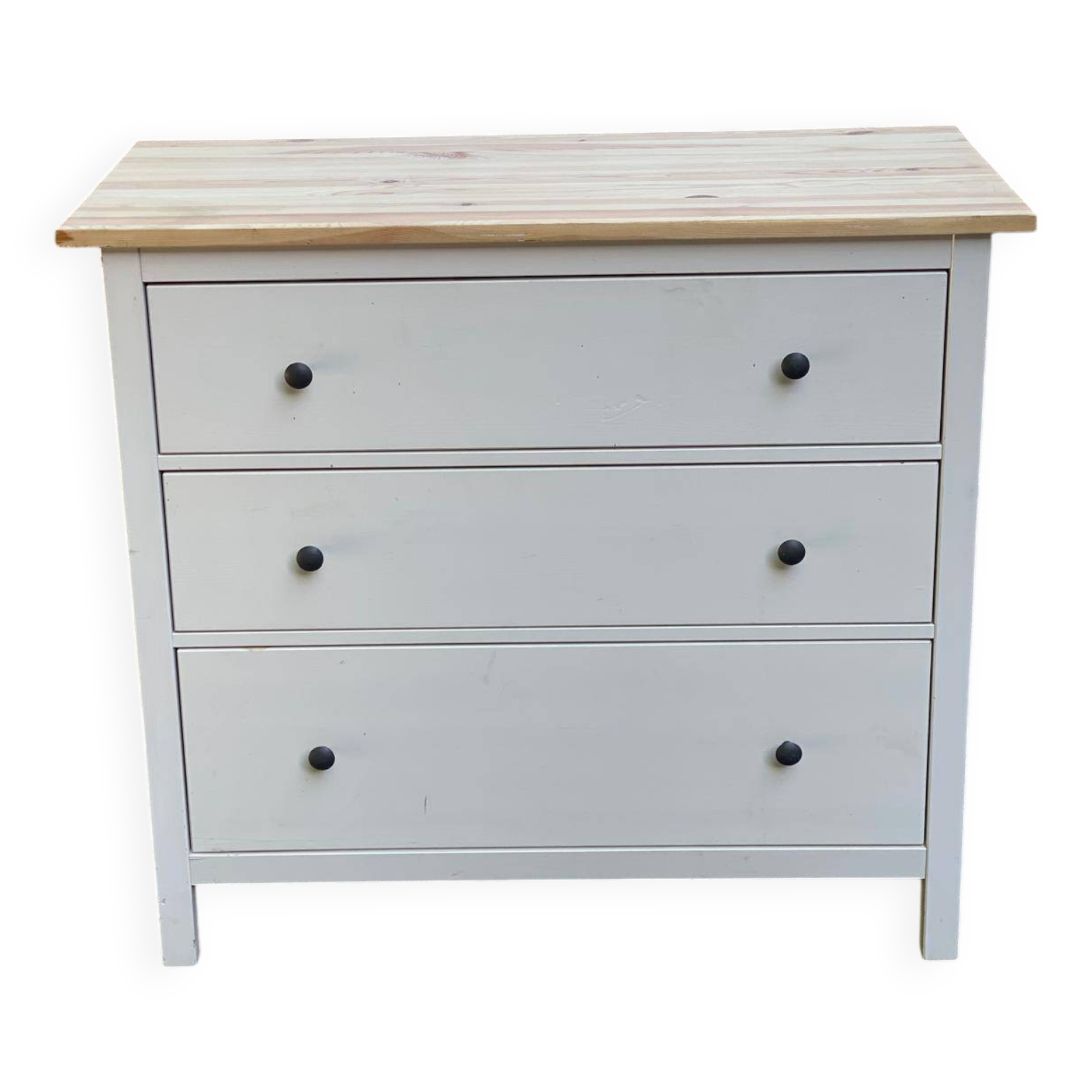 Scandinavian white and solid wood chest of drawers with 3 drawers