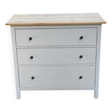 Scandinavian white and solid wood chest of drawers with 3 drawers
