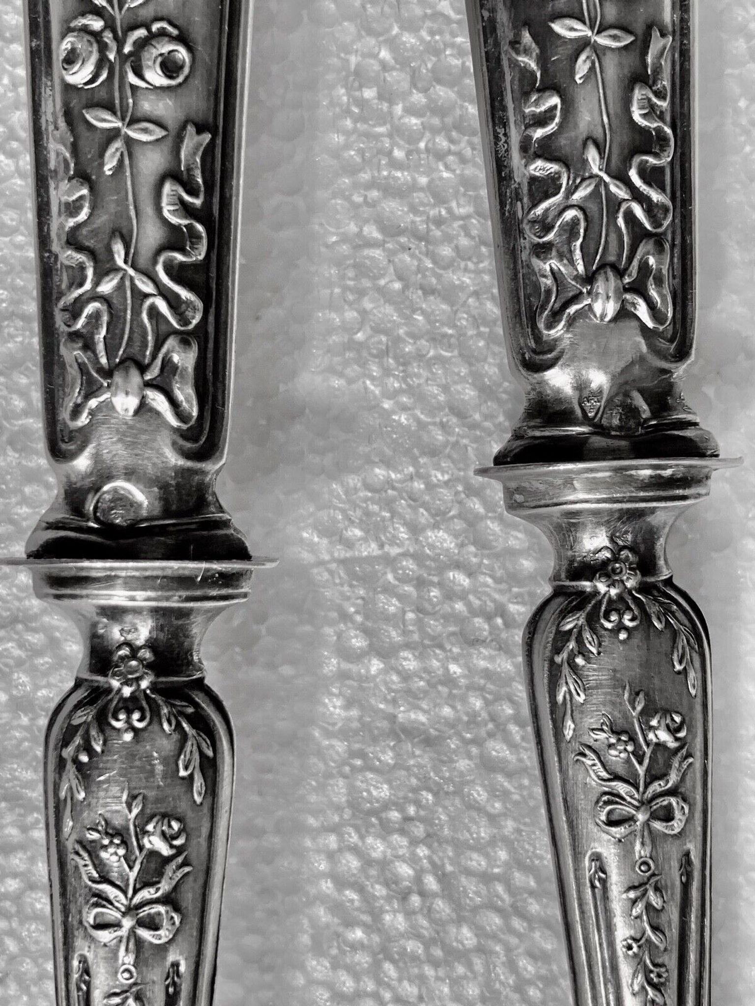 Salad cutlery in solid silver filled hallmark Minerva and horn style louis xv