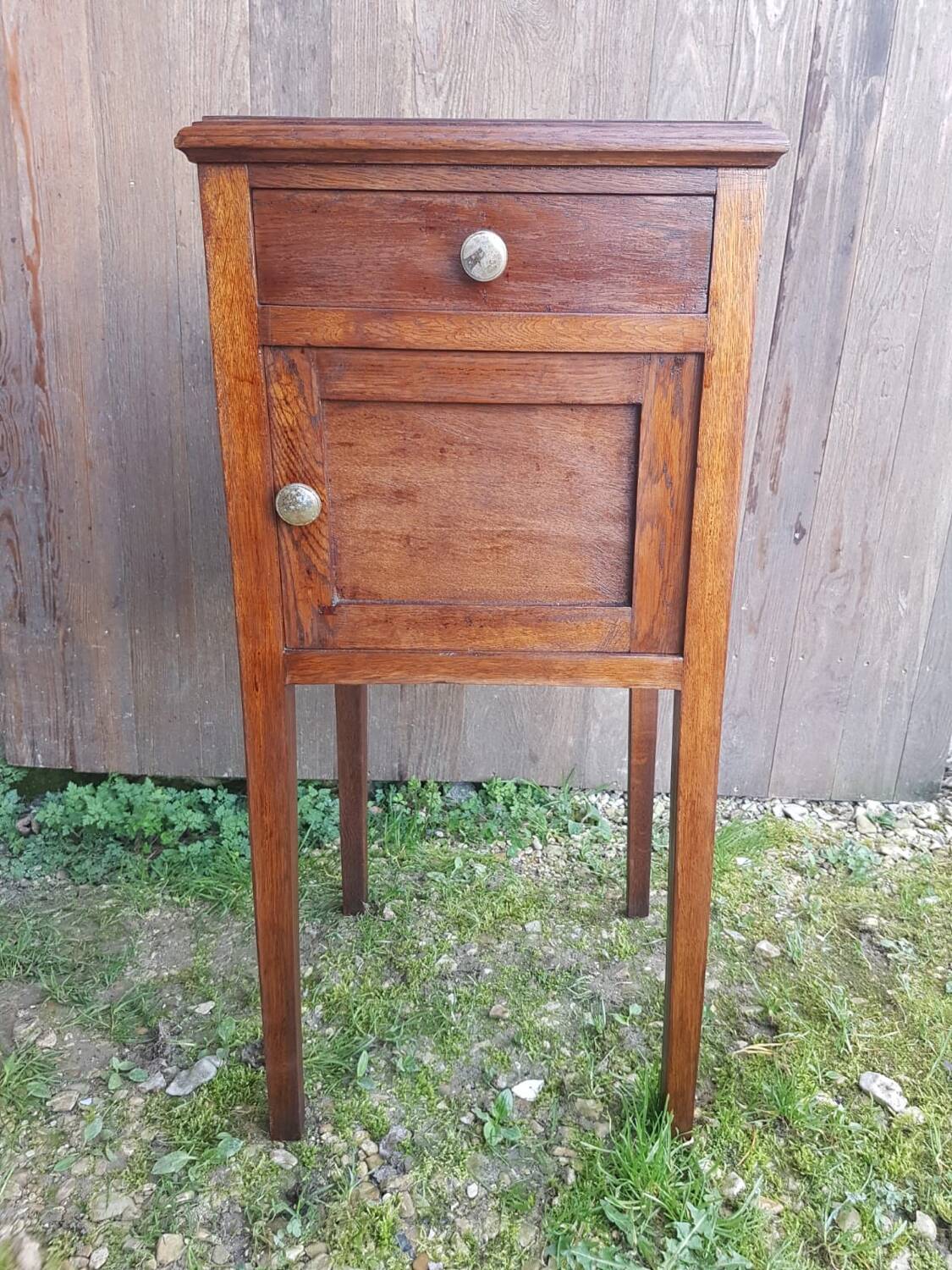 Old bedside table wooden nightstand drawer + case vintage