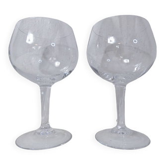 2 crystal wine tasting stemmed glasses
