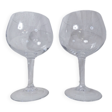 2 crystal wine tasting stemmed glasses