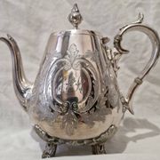 Napoleon III teapot in silver-plated metal – 19th century – Rococo decoration