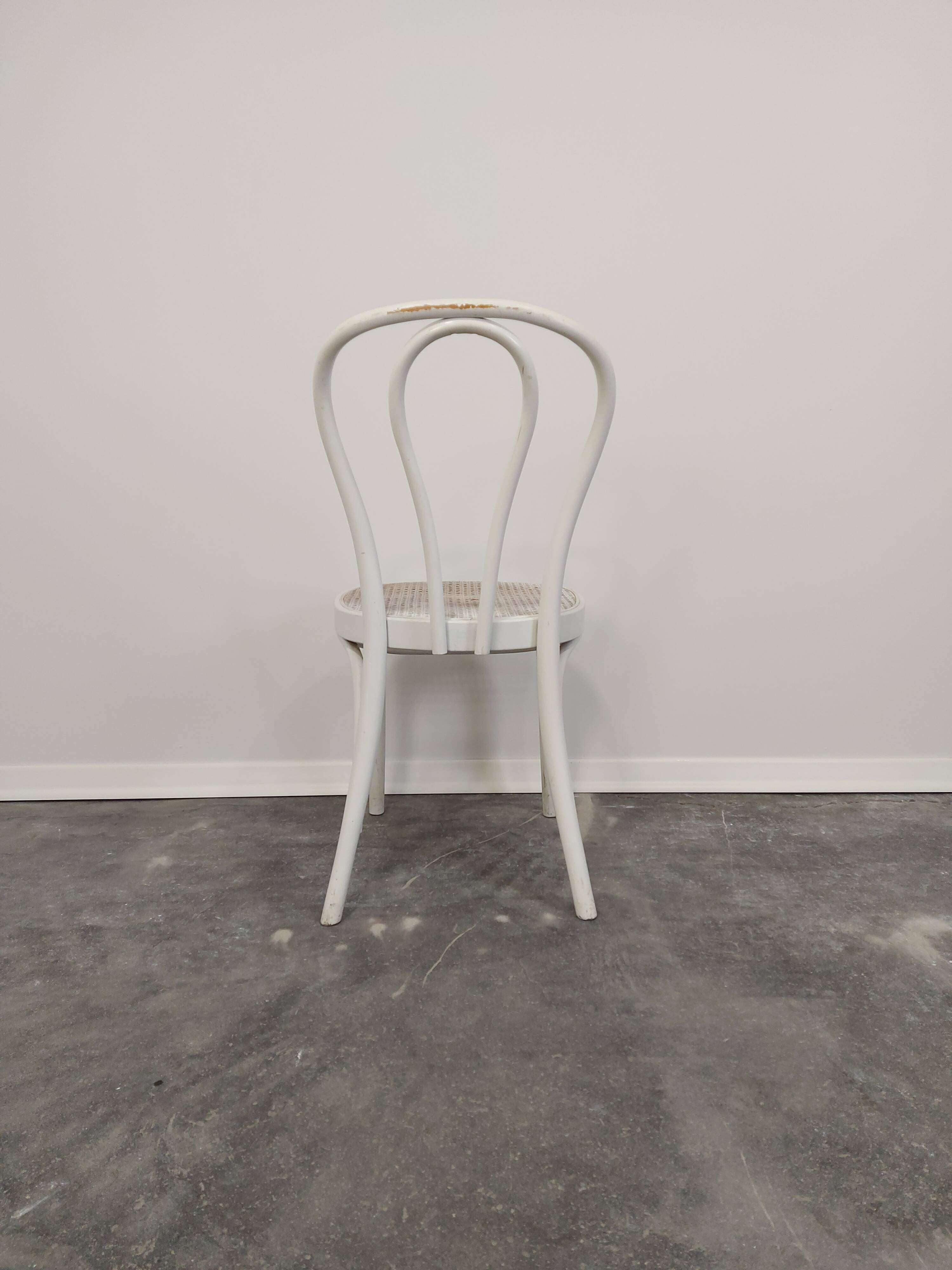 Chaise de salle à manger, canne en bois courbé, n°18, années 1970