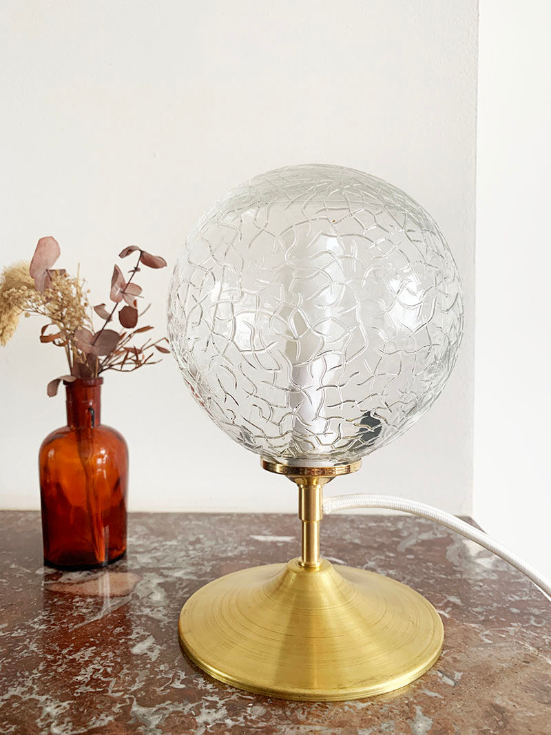 Old glass globe table lamp