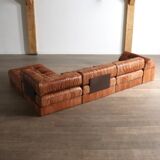 De Sede DS 88 Modular Sofa In Cognac Patchwork Leather, Switzerland 1970s