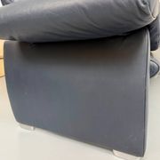 3-seater navy blue leather sofa, design by De Sede DS10, vintage 90s.