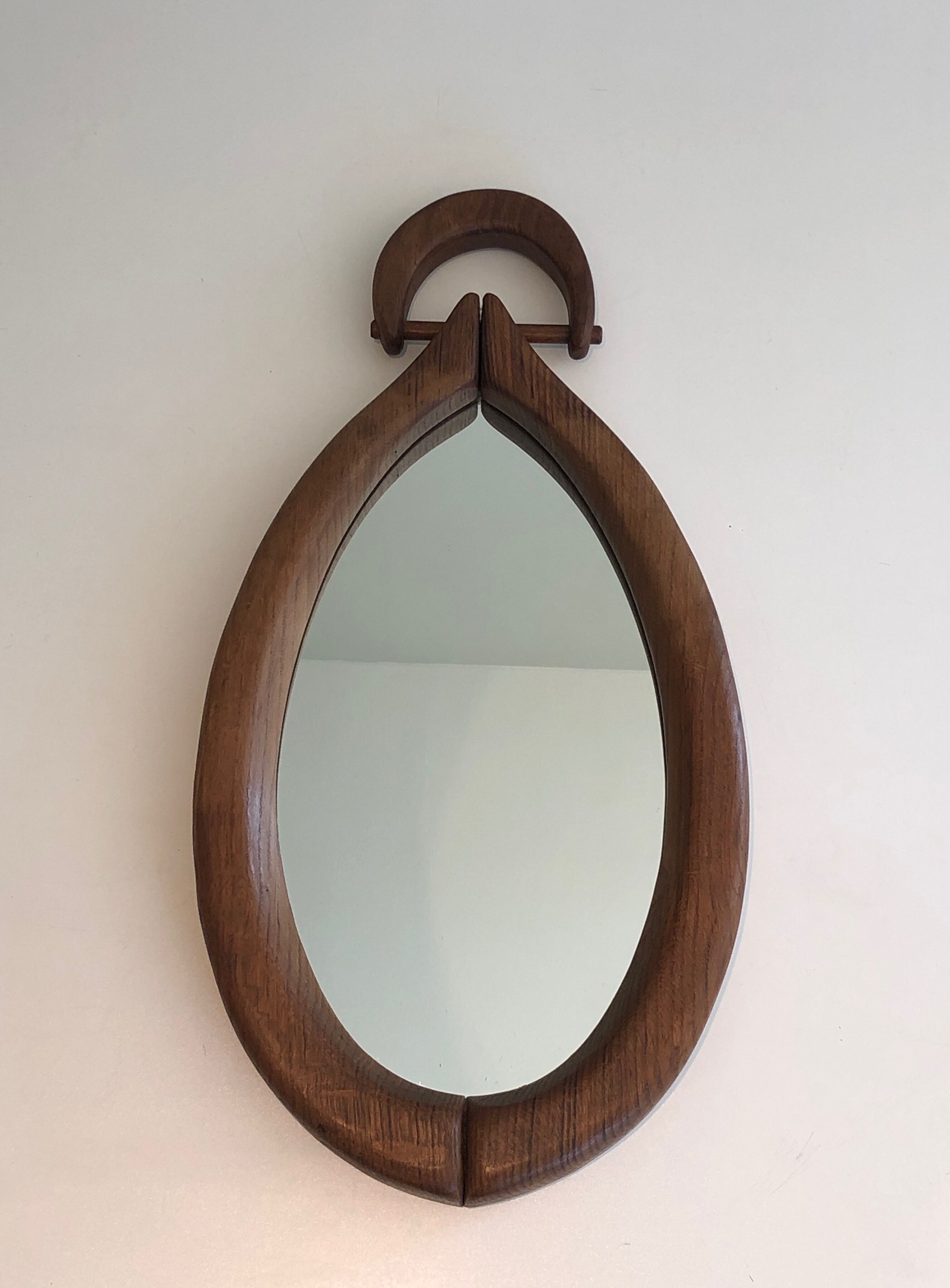 Brutalist mirror in oval shape 1950 - 30,5x59,5cm