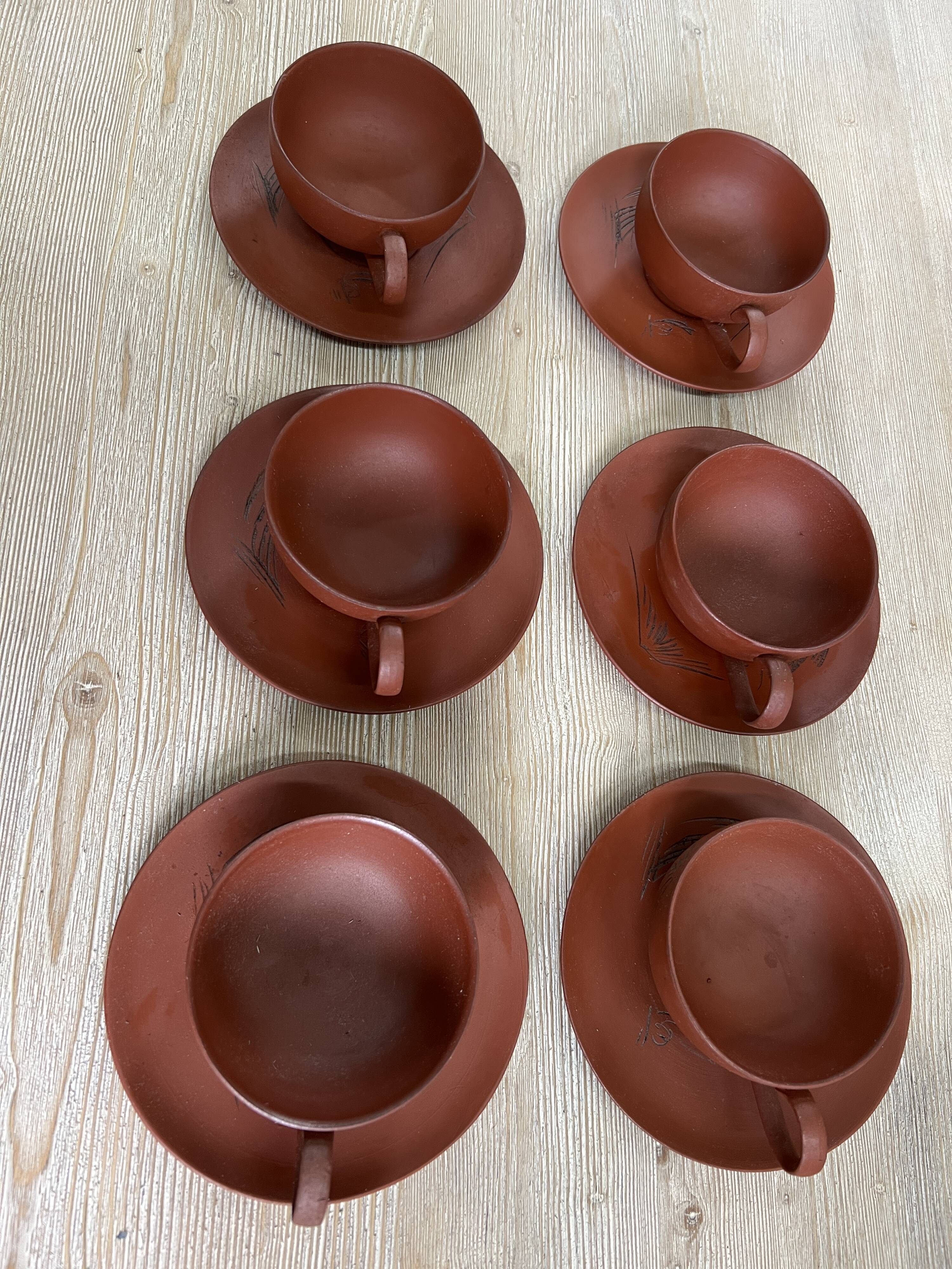 Set of 6 Cups and Japanese Terracotta Saucers