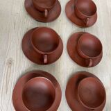 Lot de 6 tasses et soucoupes japonaises en terre cuite