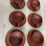 Set of 6 Cups and Japanese Terracotta Saucers