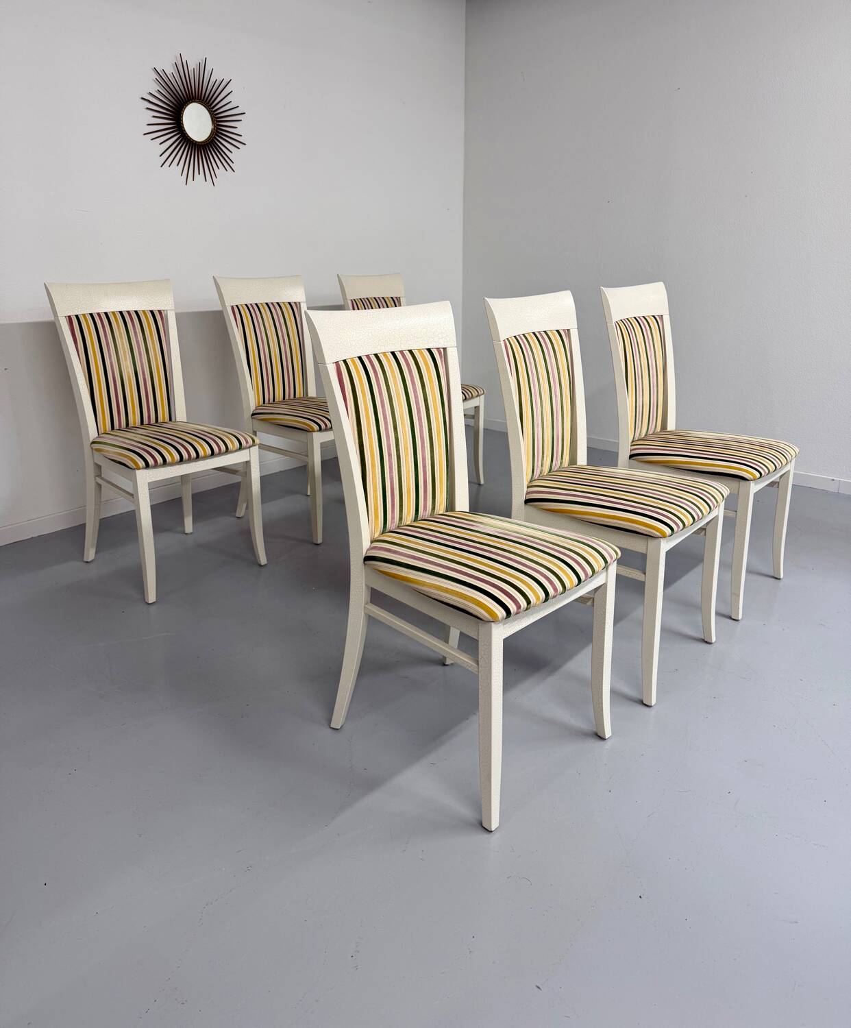 6 thonet gebruder designer chairs with crackle lacquer finish, 1980s vintage