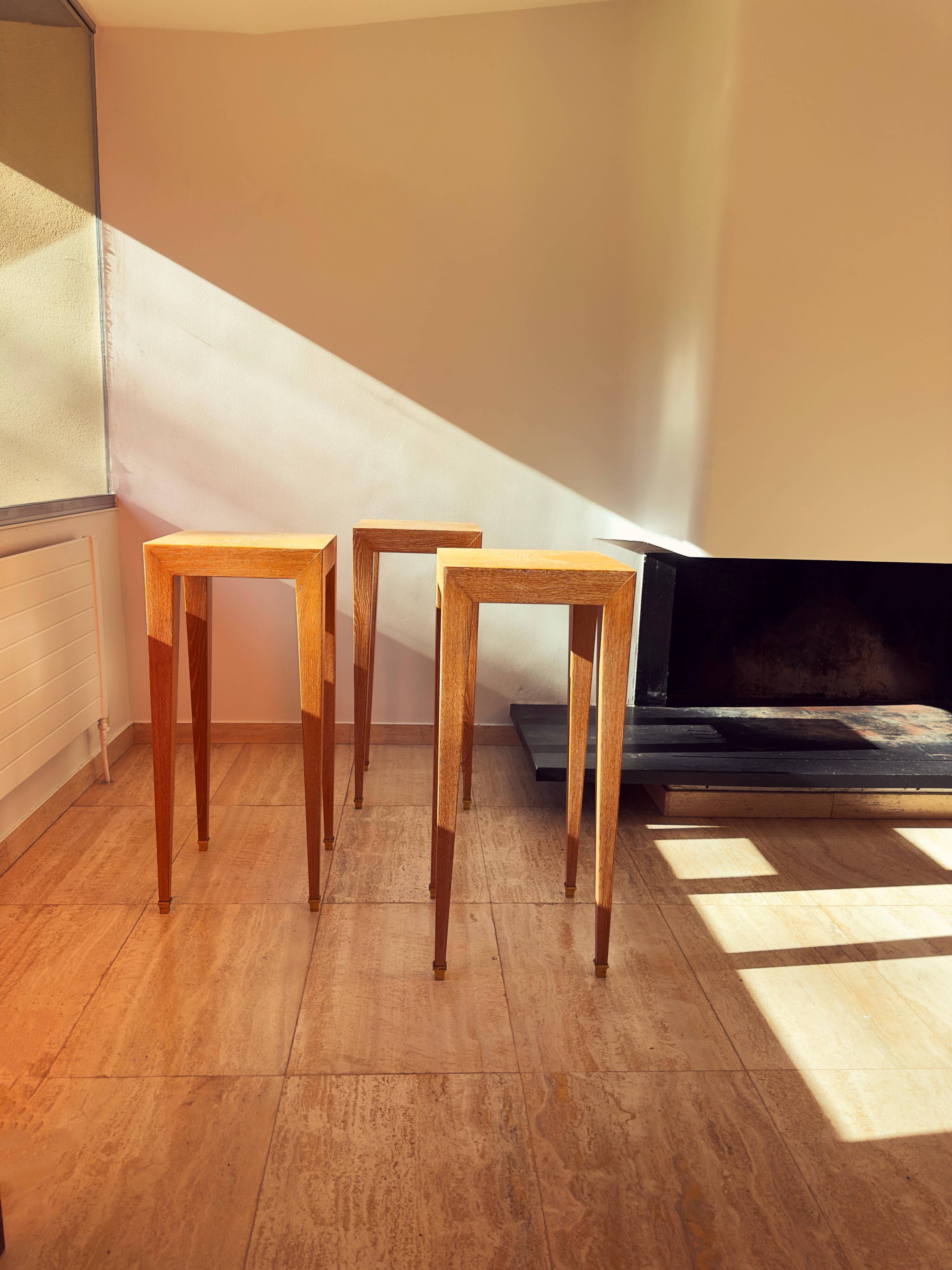 Set of 3 Pedestals and Console Table by Jacques Grange, France, 1973
