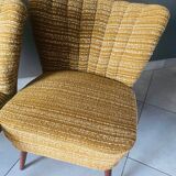 Pair of cocktail armchairs in light brown fabric