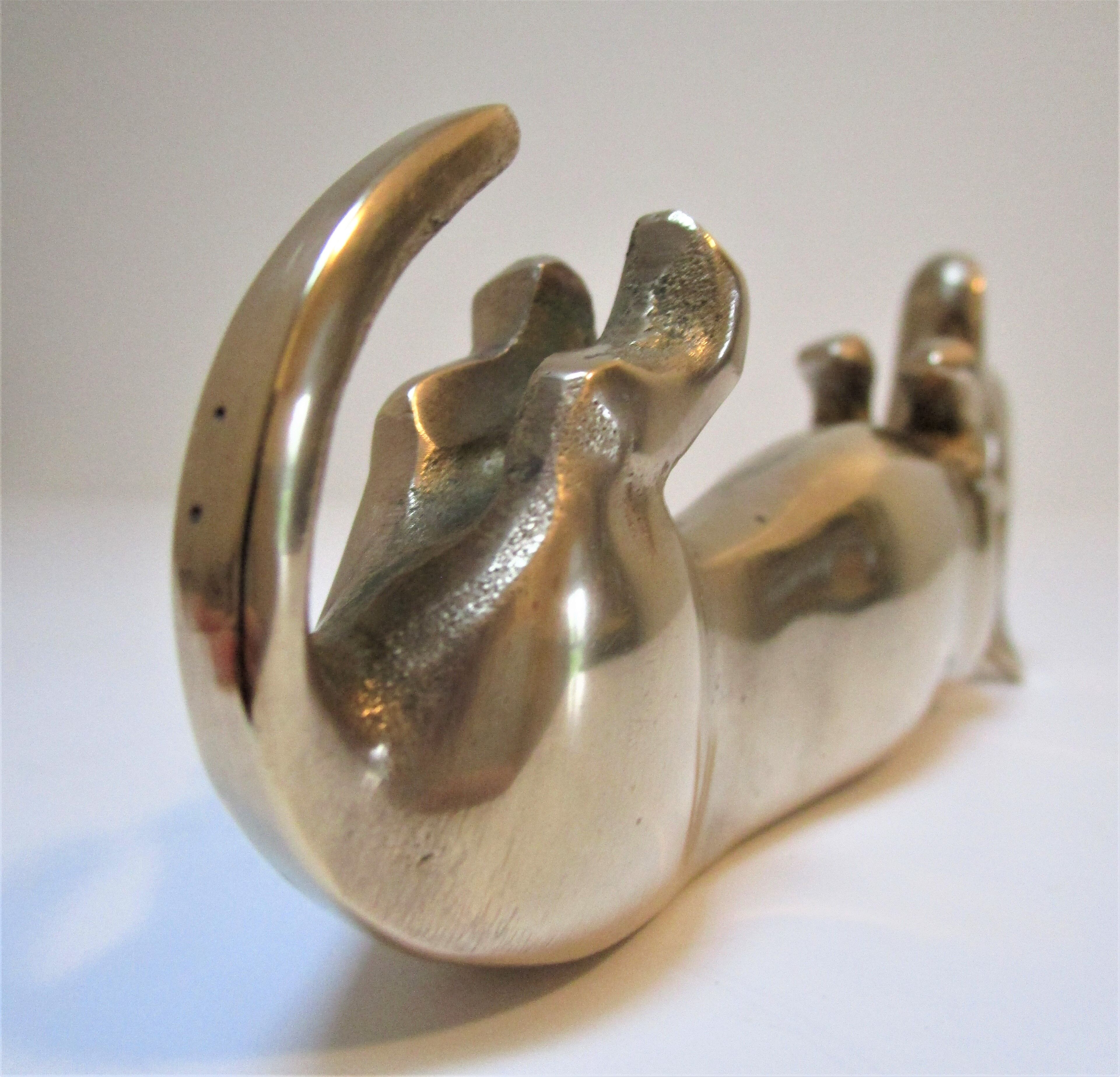 Dachshund solid brass vintage zoomorphic paperweight 60s-70s