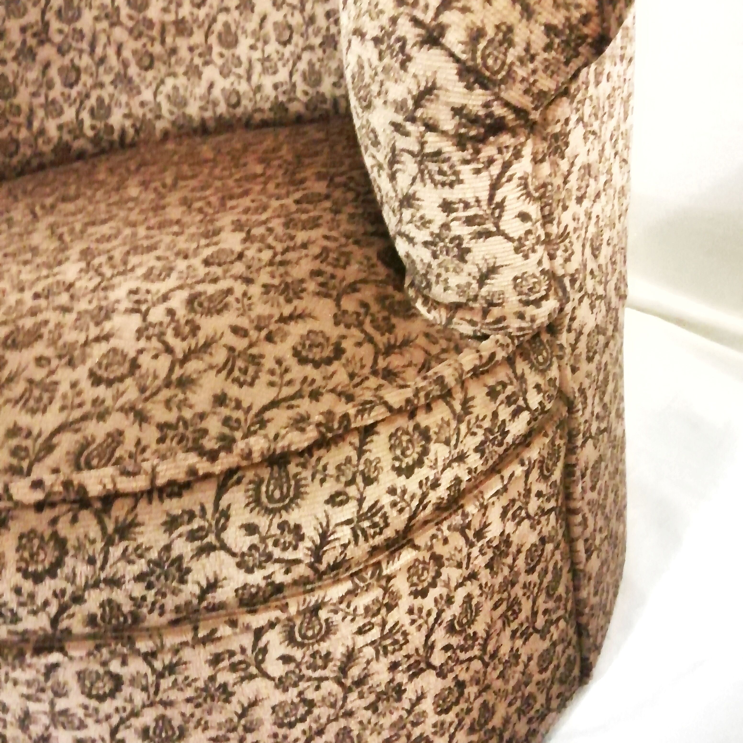 Armchairs with floral print of corduroy fabric. 1980s.