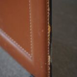 Ensemble de 4 fauteuils en cuir marron/rouge, Tito Agnoli, moderne italien, années 1970