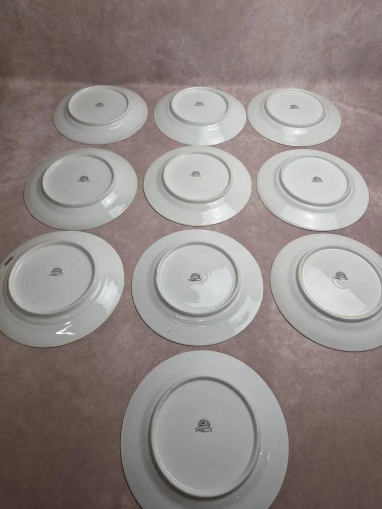 10 antique porcelain plates – Aux Lions de Faïence Paris – 19th century