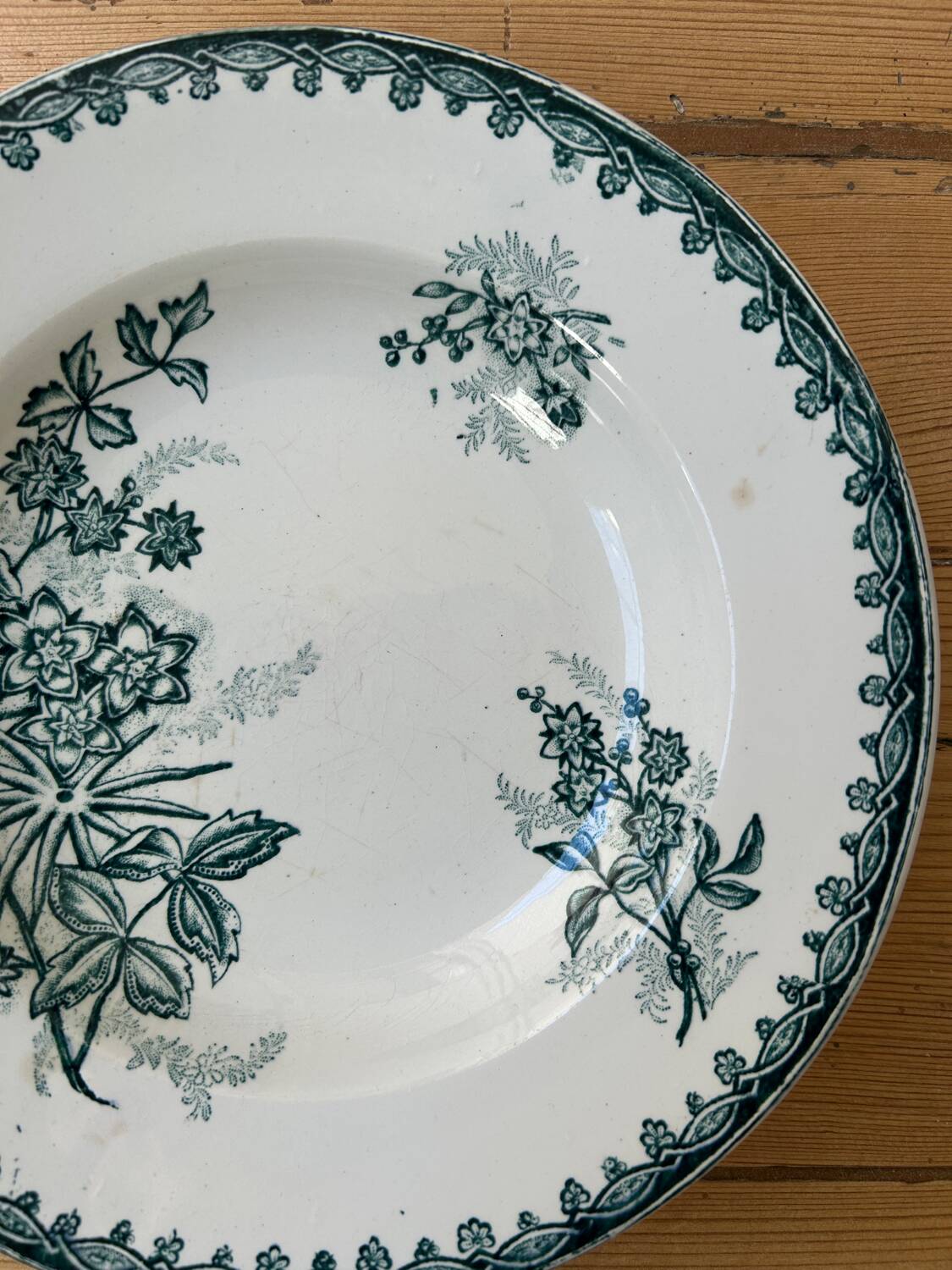 Set of 5 antique deep plates "Terre de Fer"