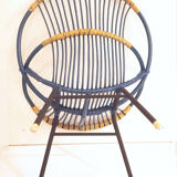 Blue rattan chair
