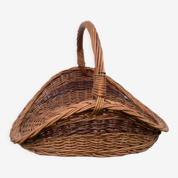 Large old woven wicker log basket