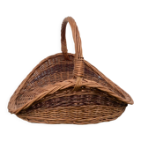 Large old woven wicker log basket